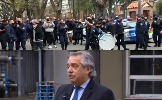 Rebelión policial: Mientras el presidente habló del conflicto en Quilmes, policías se concentraron en Olivos