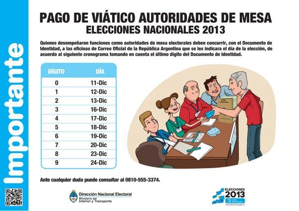 Elecciones 2013: Comienza el pago a las autoridades de mesa