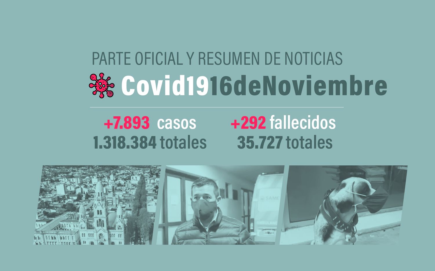 #Coronavirus 16 de noviembre: 7.893 nuevos casos y 292 muertes informadas en las últimas 24 horas