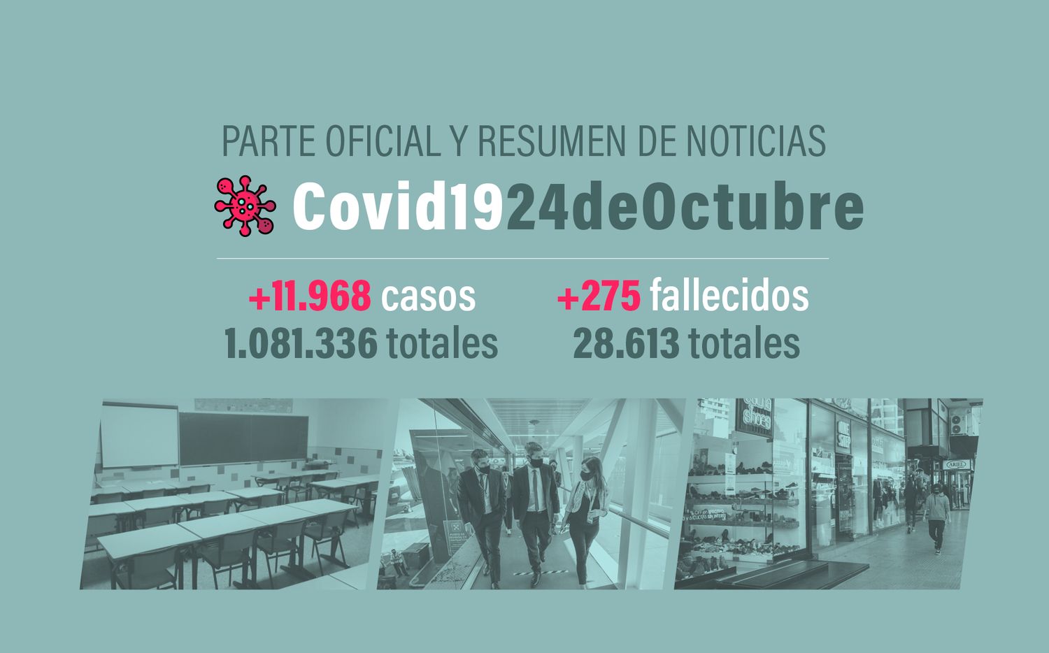 #Coronavirus 24 de octubre: 11.968 nuevos casos y 275 muertes informadas en las últimas 24 horas