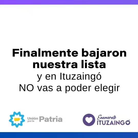 PASO 2023 Ituzaingó: Bajaron en forma definitiva la lista de Peluso y no habrá competencia en Unión por la patria