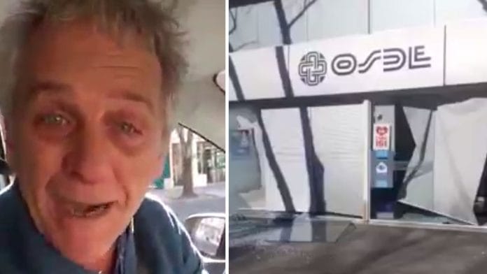 "OSDE hijo de put*, papá murió": El video del hombre que con su auto destrozó una sucursal de la prepaga en Azul