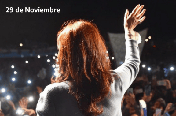 Cristina Kirchner en Quilmes, tras suspender el acto antes de las elecciones para ir Cuba