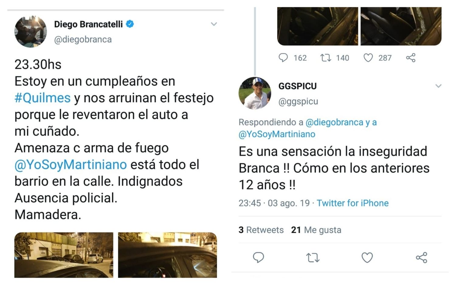 Quilmes: Brancatelli se enojó con Martiniano Molina por un robo y en Twitter salieron a matarlo