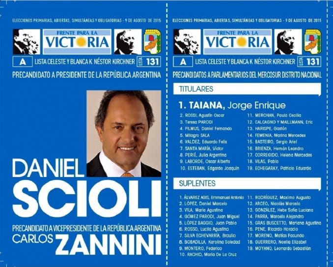 Elecciones: Scioli ya tiene su boleta para las PASO 