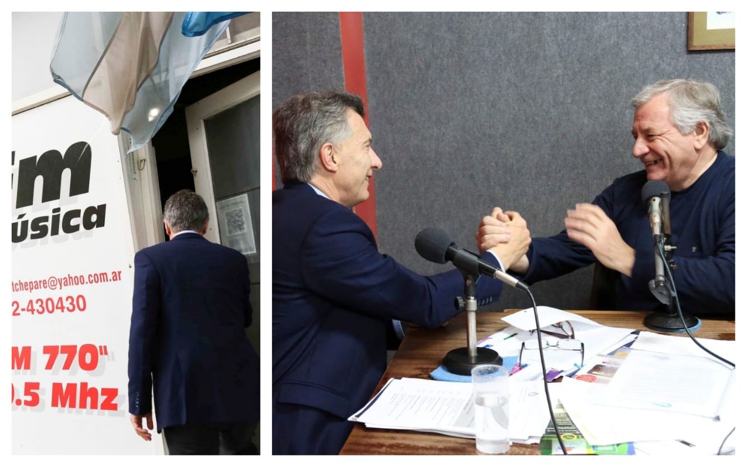 Así fue la sorpresiva visita de Macri a una radio de Trenque Lauquen: "Todavía no caemos"