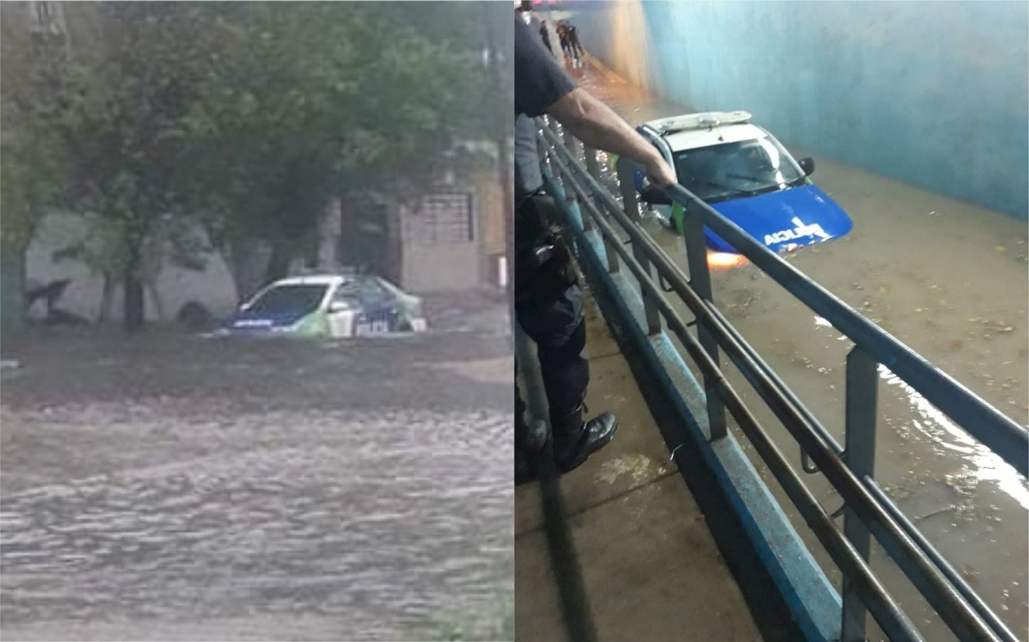 Temporal en la Provincia: Dos "lanchas" de la Policía Bonaerense quedaron atrapadas bajo el agua
