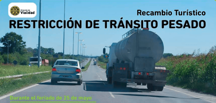 Restricción de camiones por el 25 de Mayo en Provincia de Buenos Aires