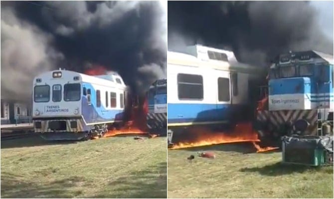 Video: Incendio en un cochemotor del servicio a General Guido-Divisadero de Pinamar