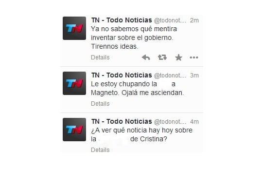 Hackearon la cuenta de TN en Twitter con insultos a Cristina