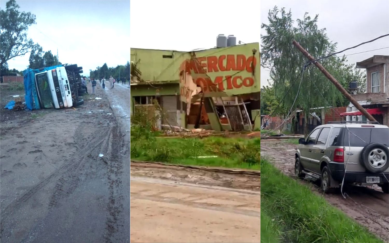 ¿Ucrania? No, Florencio Varela: En medio del temporal, la cola de un tornado voló techos y destrozó casas