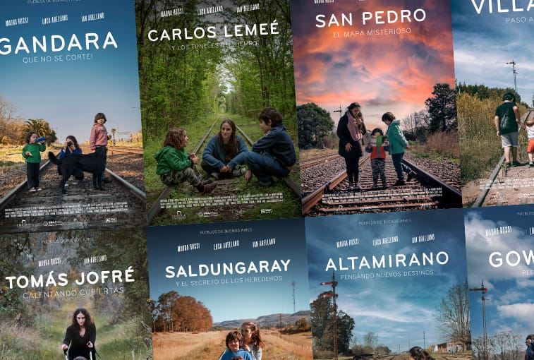 Una familia de película: Son de Moreno y transformaron sus fotos por los pueblos bonaerenses en pósters de cine