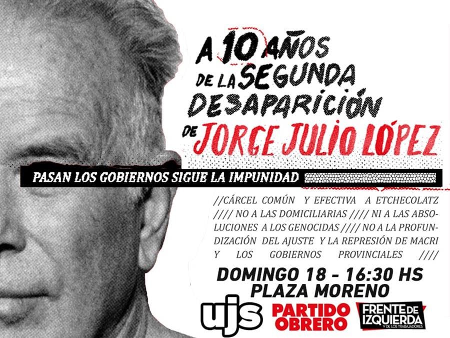 Marcha a 10 años de la segunda desaparición de Julio López