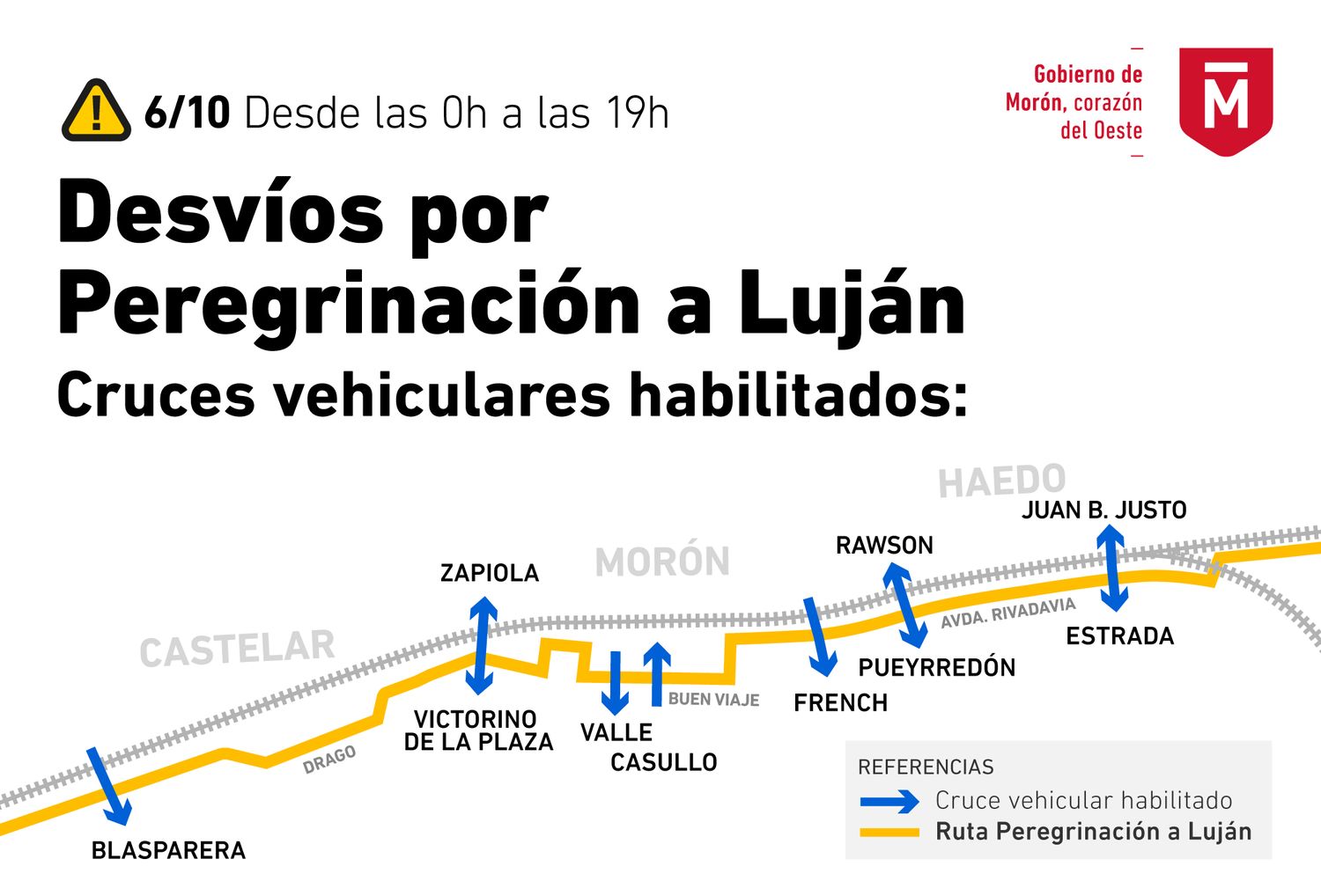 Morón: Reorganizarán el tránsito durante la Peregrinación a Luján               