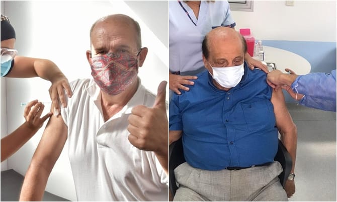 Vacunación mayores de 60: Intendentes de Pehuajó, de 64, y Berazategui, de 80, se aplicaron la dosis