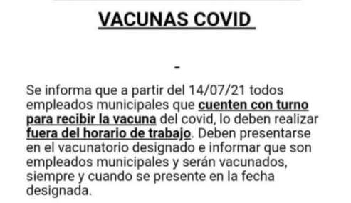 Vacunación en horario de trabajo: Sindicato de Municipales de Campana rechazó resolución del municipio