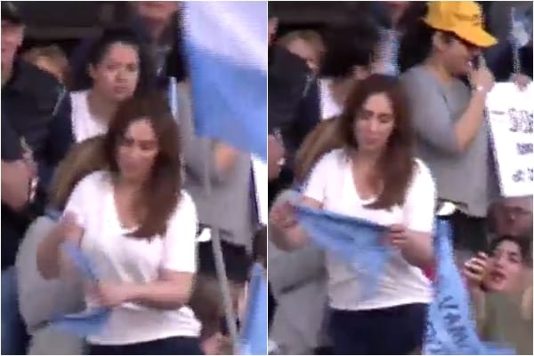 Marcha del Millón:  Vidal apareció entre la gente y se puso un pañuelo celeste
