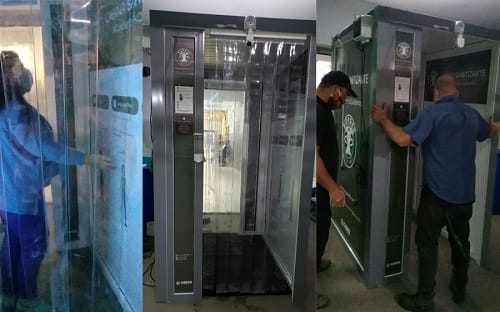 Marcos Paz sigue innovando: El Intendente ahora instaló cabinas sanitizantes en los accesos al Hospital