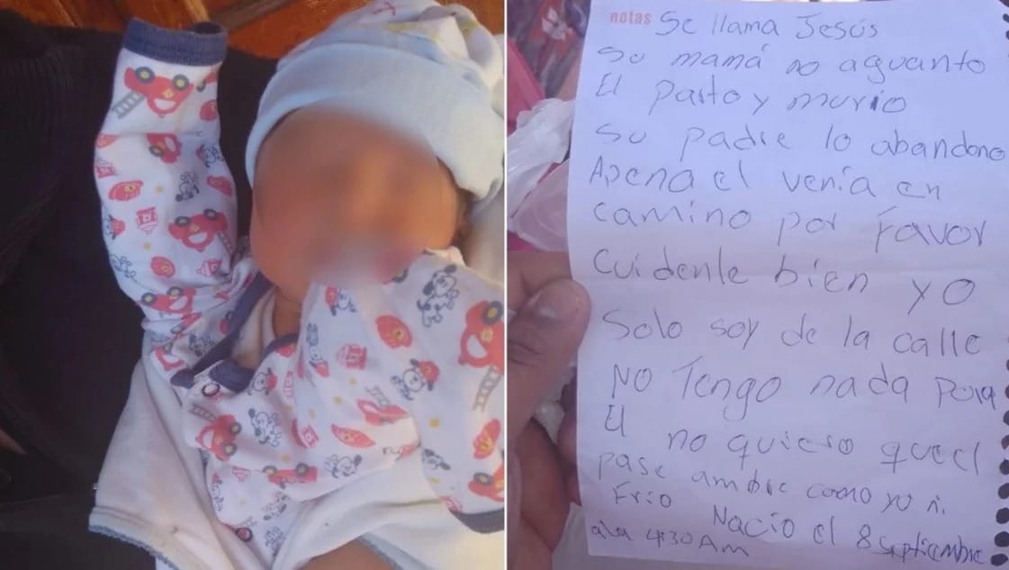 Abandonaron un bebé: Su mamá murió en el parto, su papa huyó pero dejaron una carta