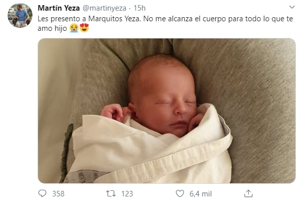 Pinamar: el intendente Yeza fue papá y presentó a su bebé en redes sociales