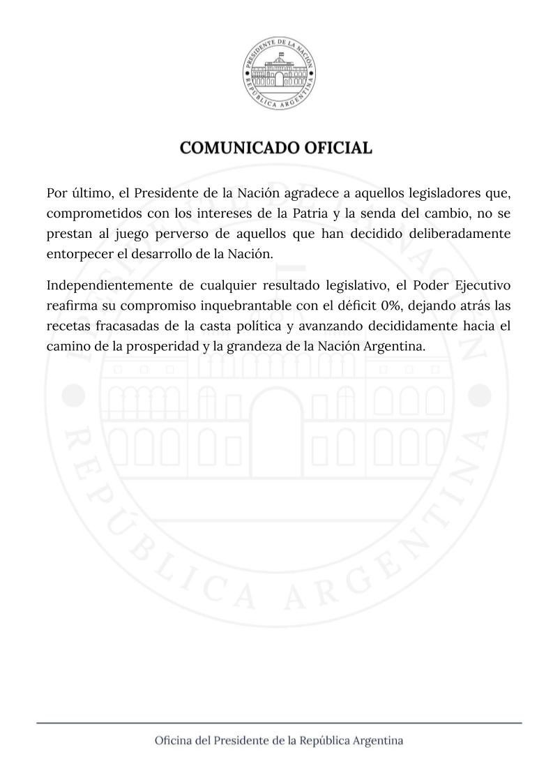 El comunicado emitido por la Oficina del Presidente Electo.