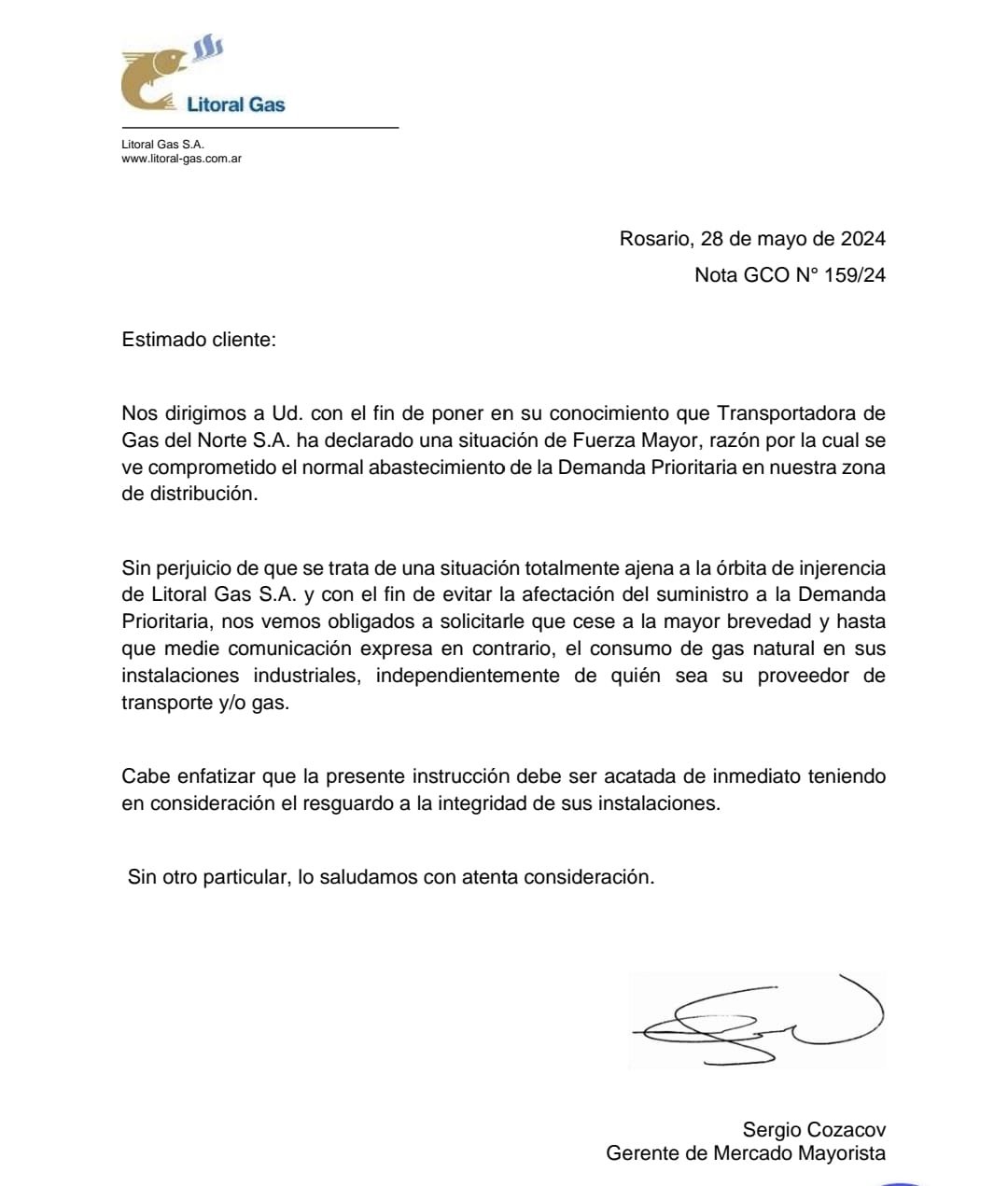 carta Litoral Gas