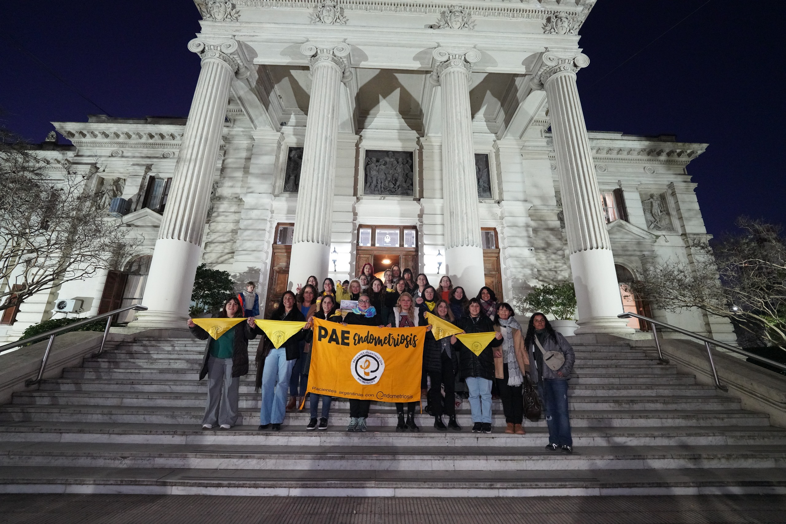 Las Pacientes Argentinas con Endometriosis (PAE) celebraron la sanción de la Ley en la puerta de la Legislatura bonaerense.