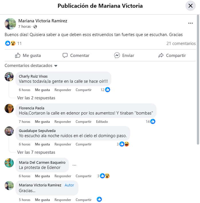 Reclamos en el facebook de "Vecinos en alerta San Fernando".