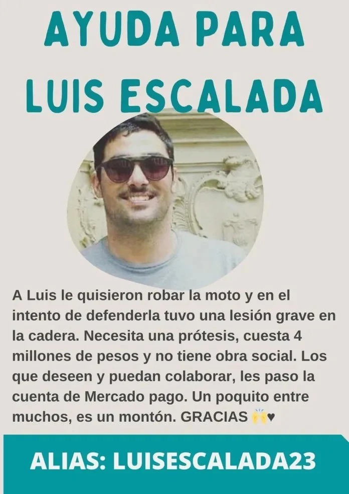 El pedido de ayuda de los familiares y amigos de la víctima.