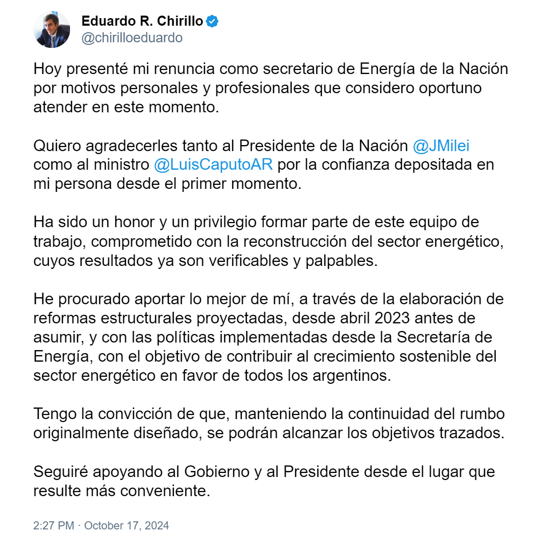 Rodríguez Chirillo renuncia