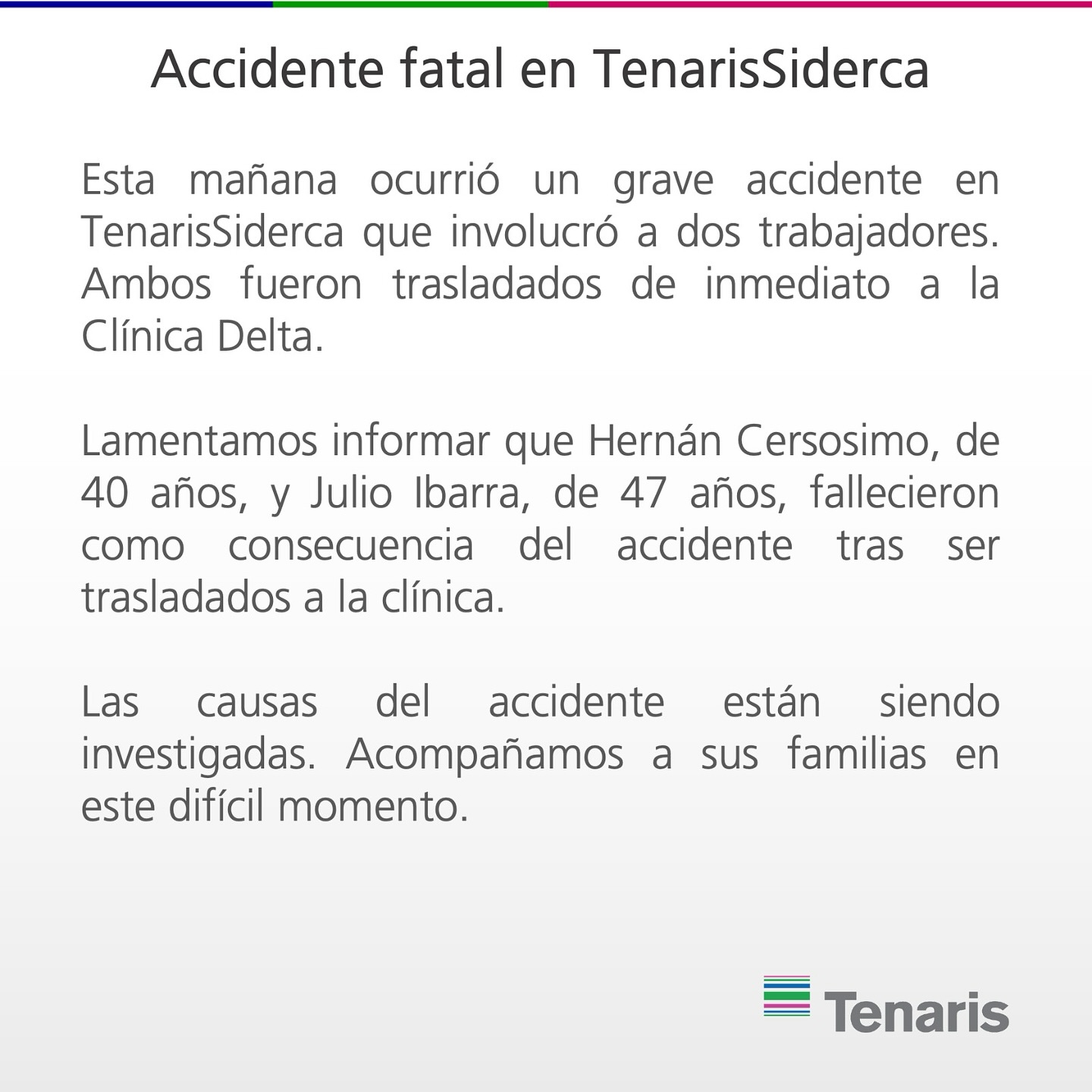 comunicado tenaris