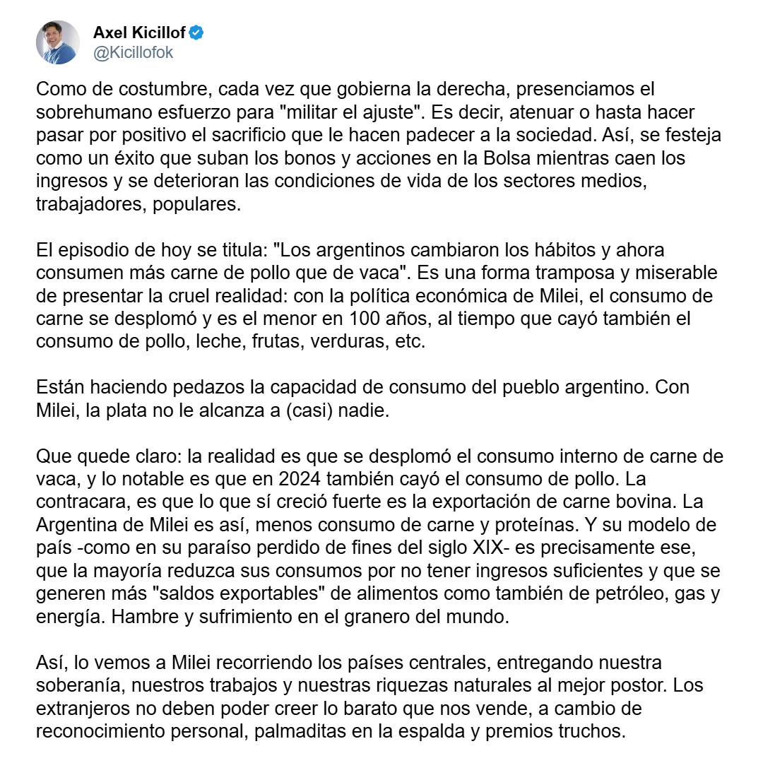 Axel Kicillof consumo carne