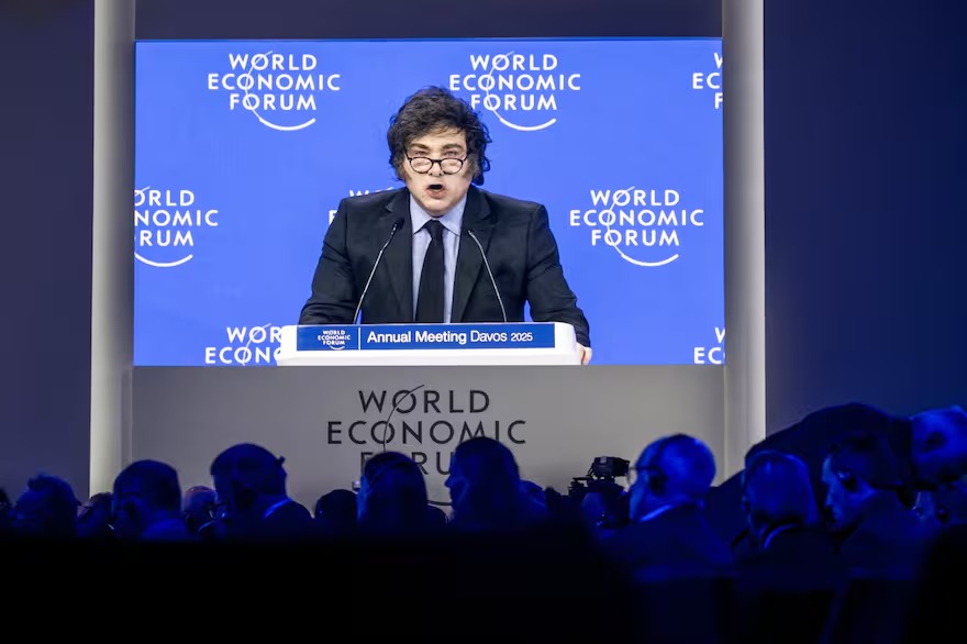 Javier Milei en el Foro de Davos en Suiza.