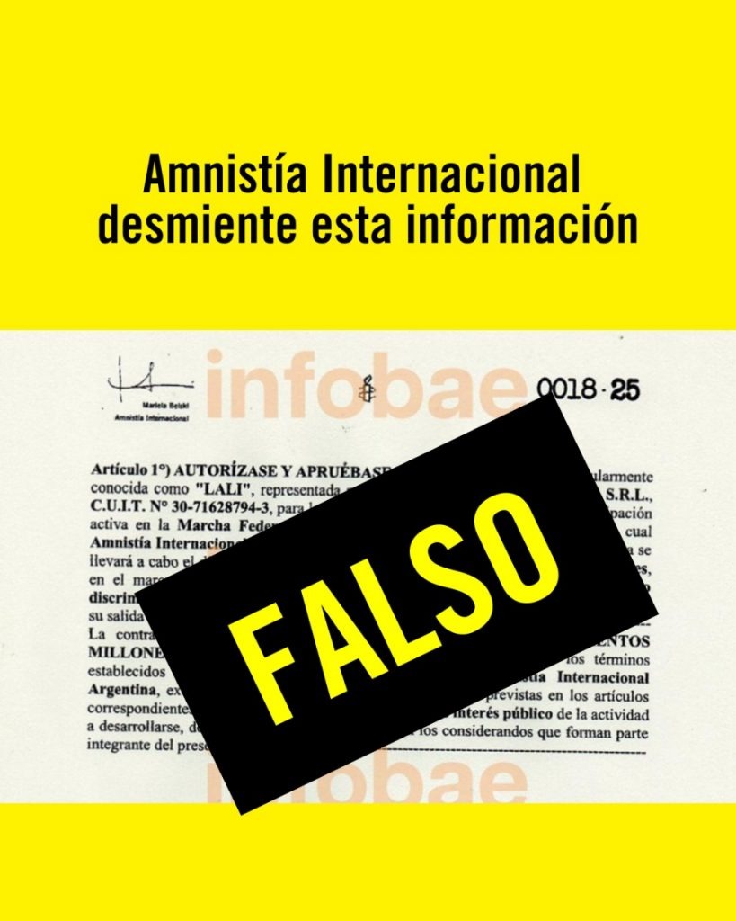 FOTO: comunicado de Amnistía Internacional.