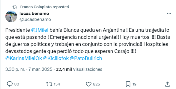 Colapinto rt Bahia Blanca