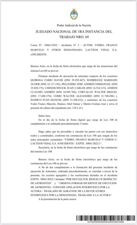 fallo judicial Lácteos Vidal - 1