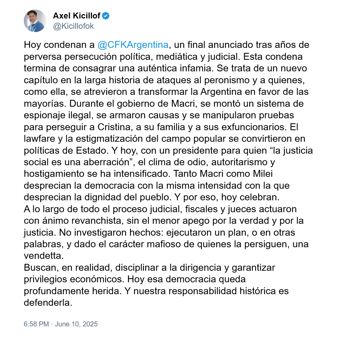 Kicillof fallo corte CFK
