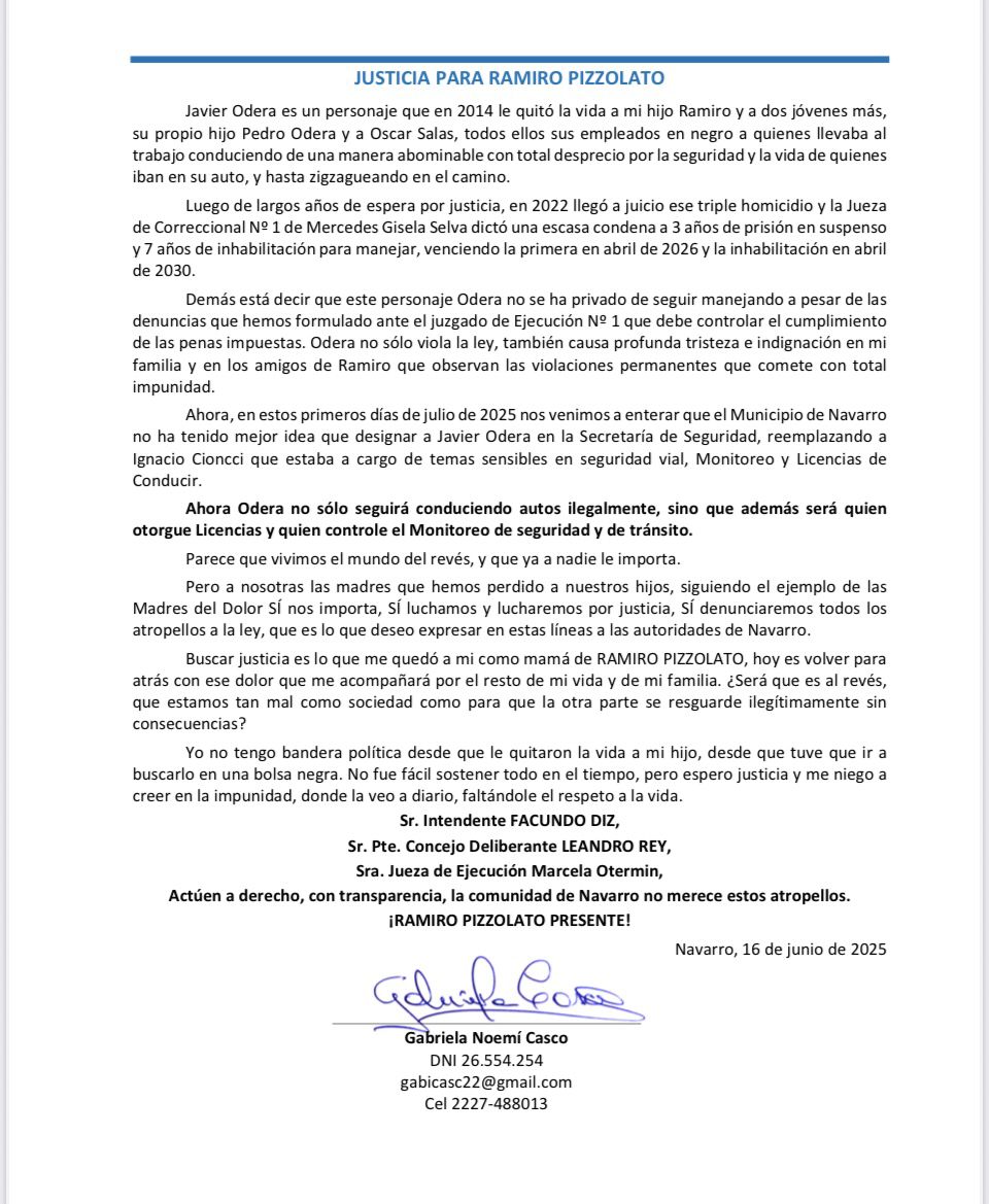 carta por justicia