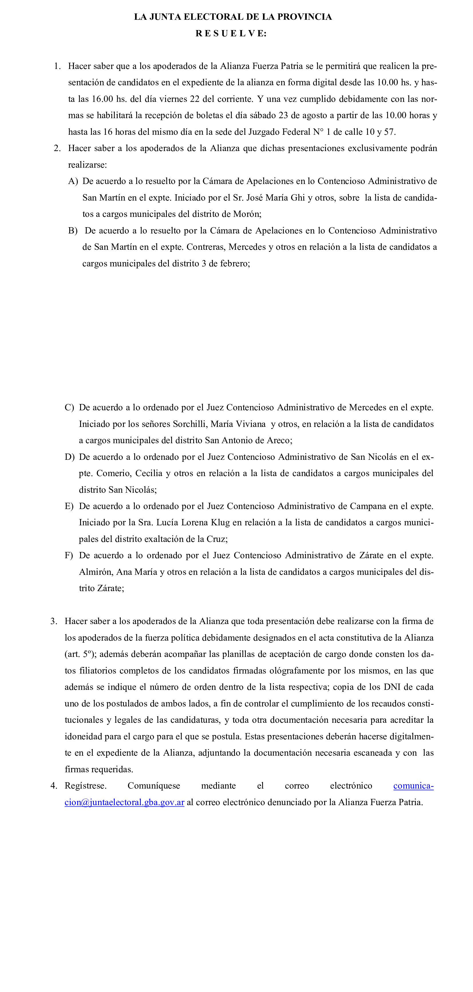 fallo junta electoral