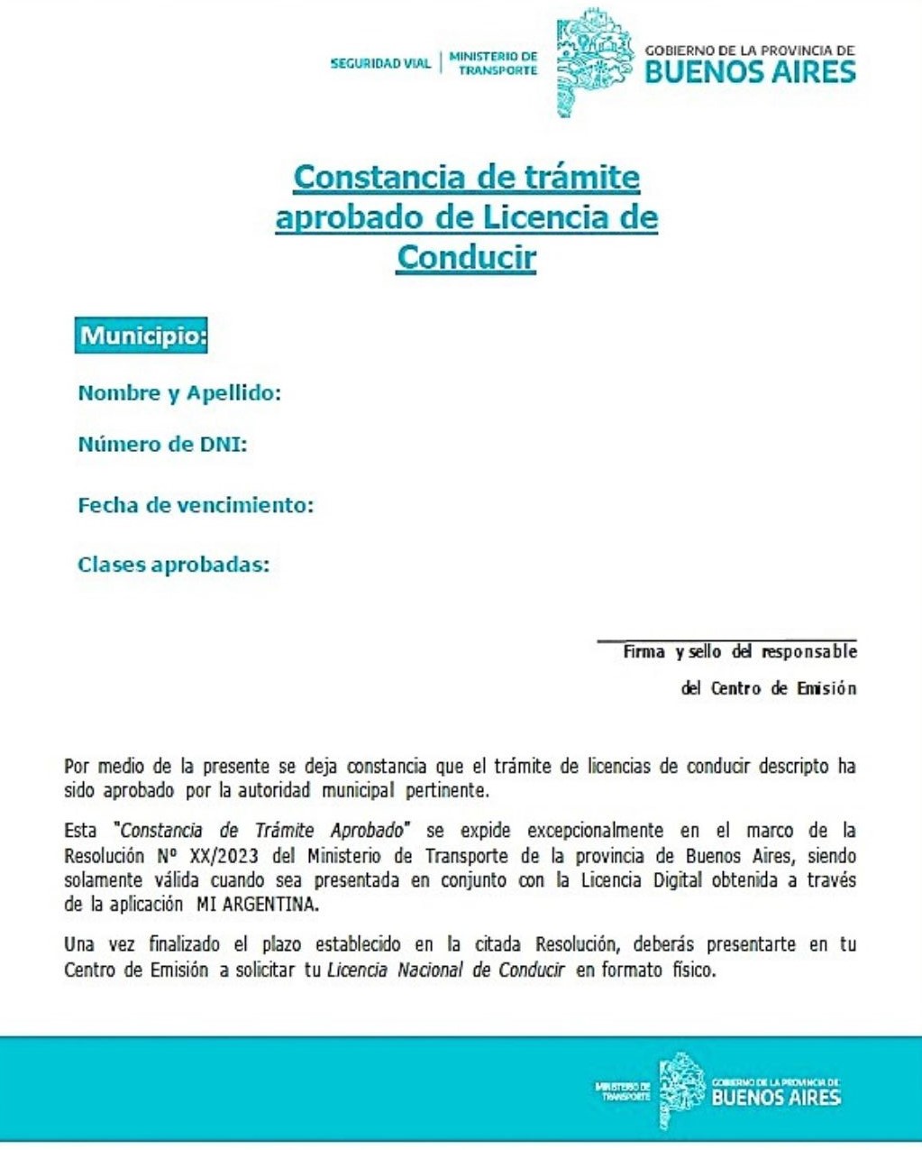 Licencias de Conducir Certificado Trámite Aprobado