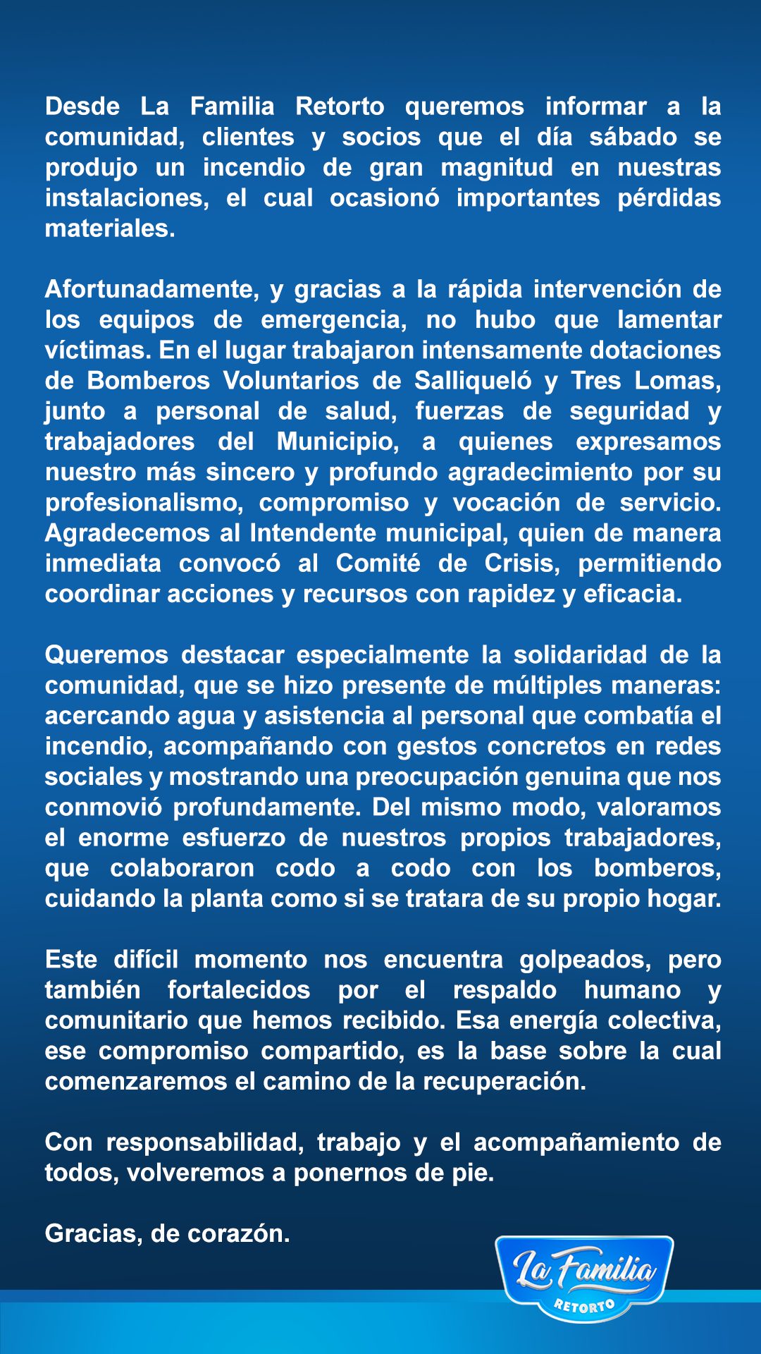 comunicado la Familia Retorto