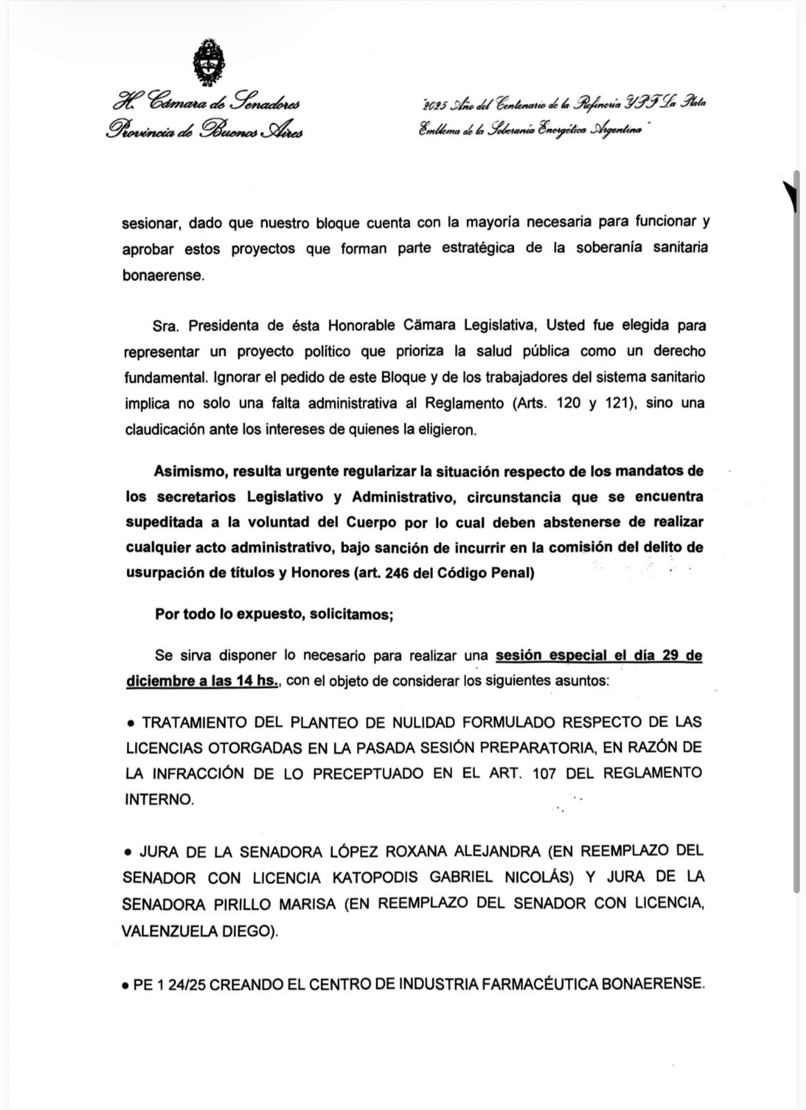 pedido sesión La Cámpora - 1