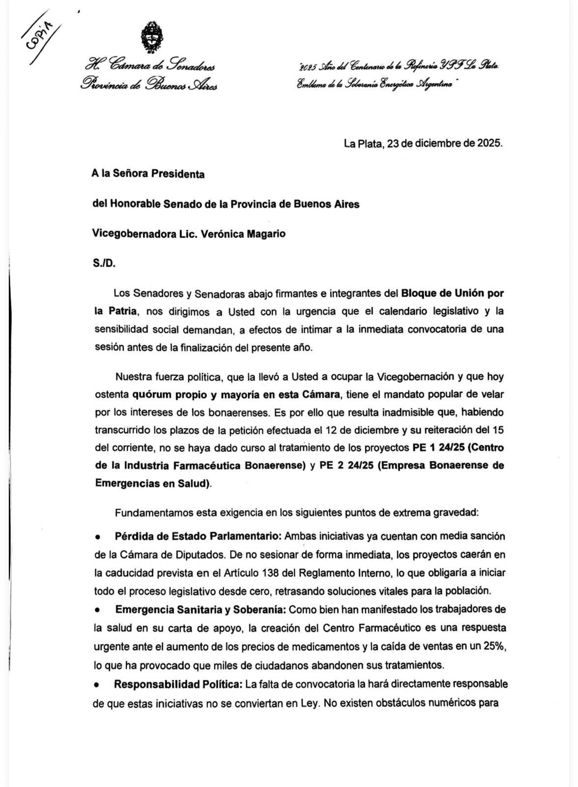 pedido sesión La Cámpora - 2