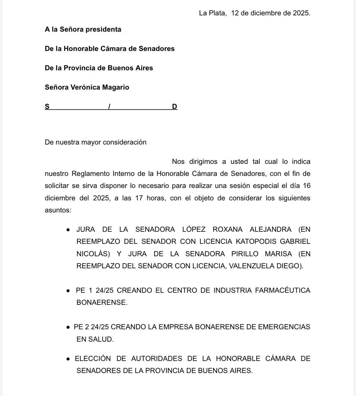 solicitud sesión senado