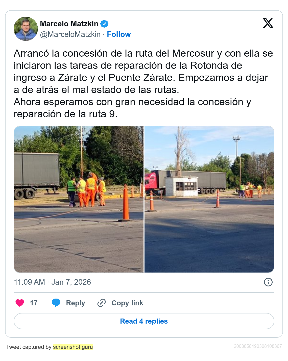 Matzkin privatización ruta