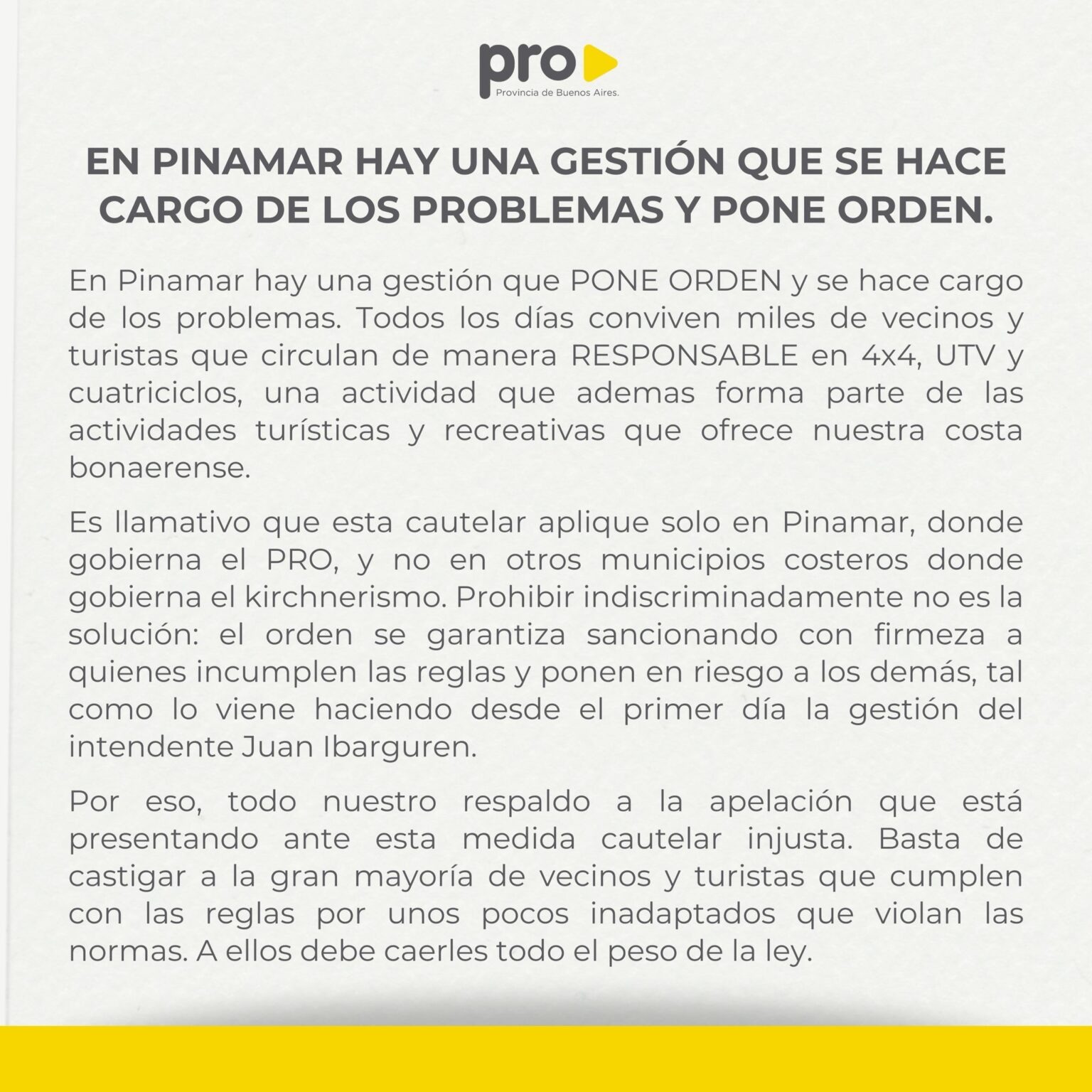 comunicado pro cuatriciclos