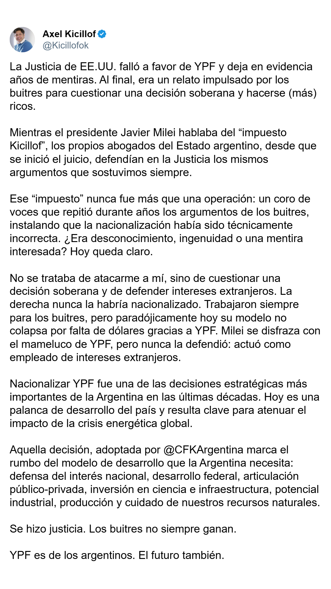 tuit kicillof ypf