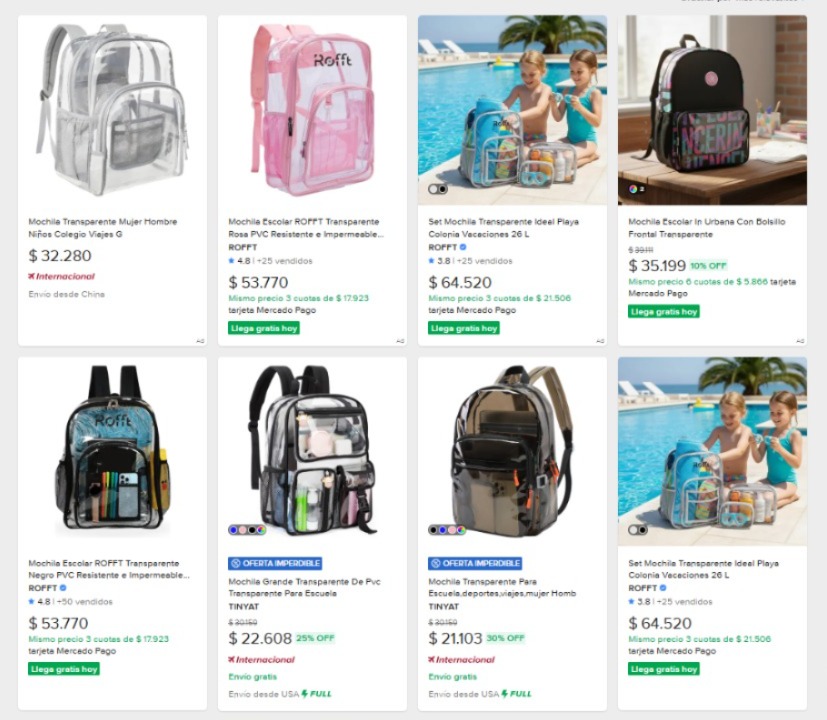 mochila transparente