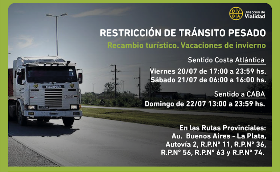 Restricción de camiones en rutas de la Provincia de Buenos Aires por ...