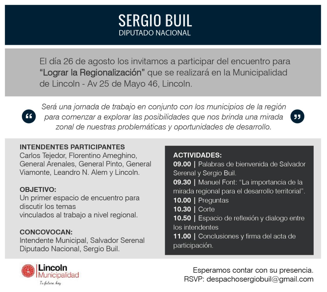 Encuentro de Intendentes para "Lograr la Regionalización" en Lincoln